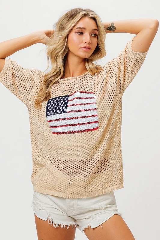 American Flag Knit Cover Up