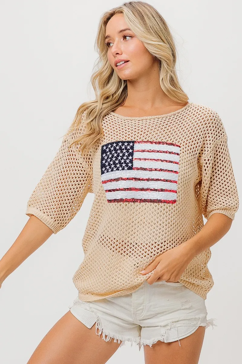 American Flag Knit Cover Up