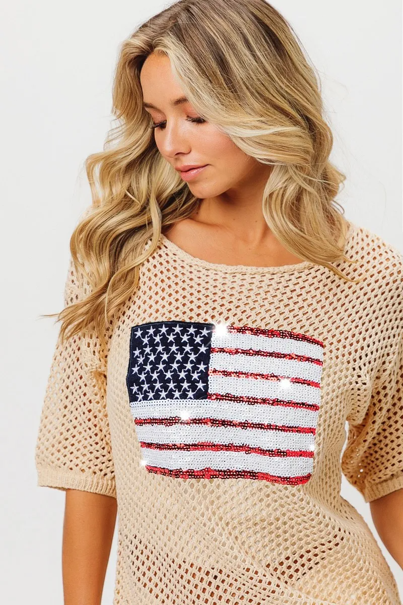 American Flag Knit Cover Up