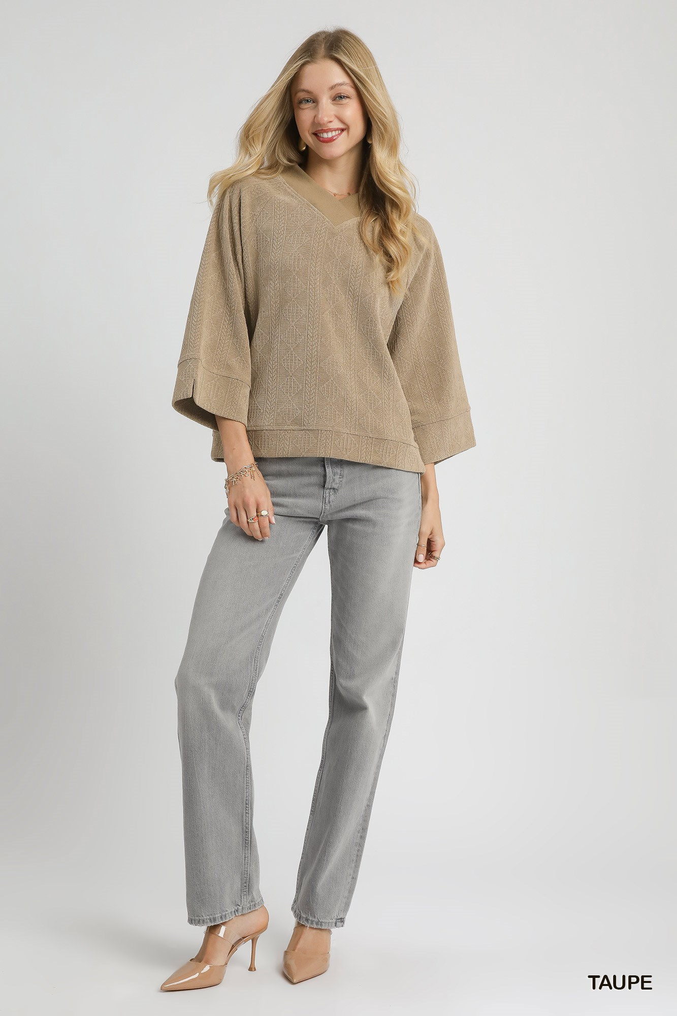 Textured Knit V-Neck Top