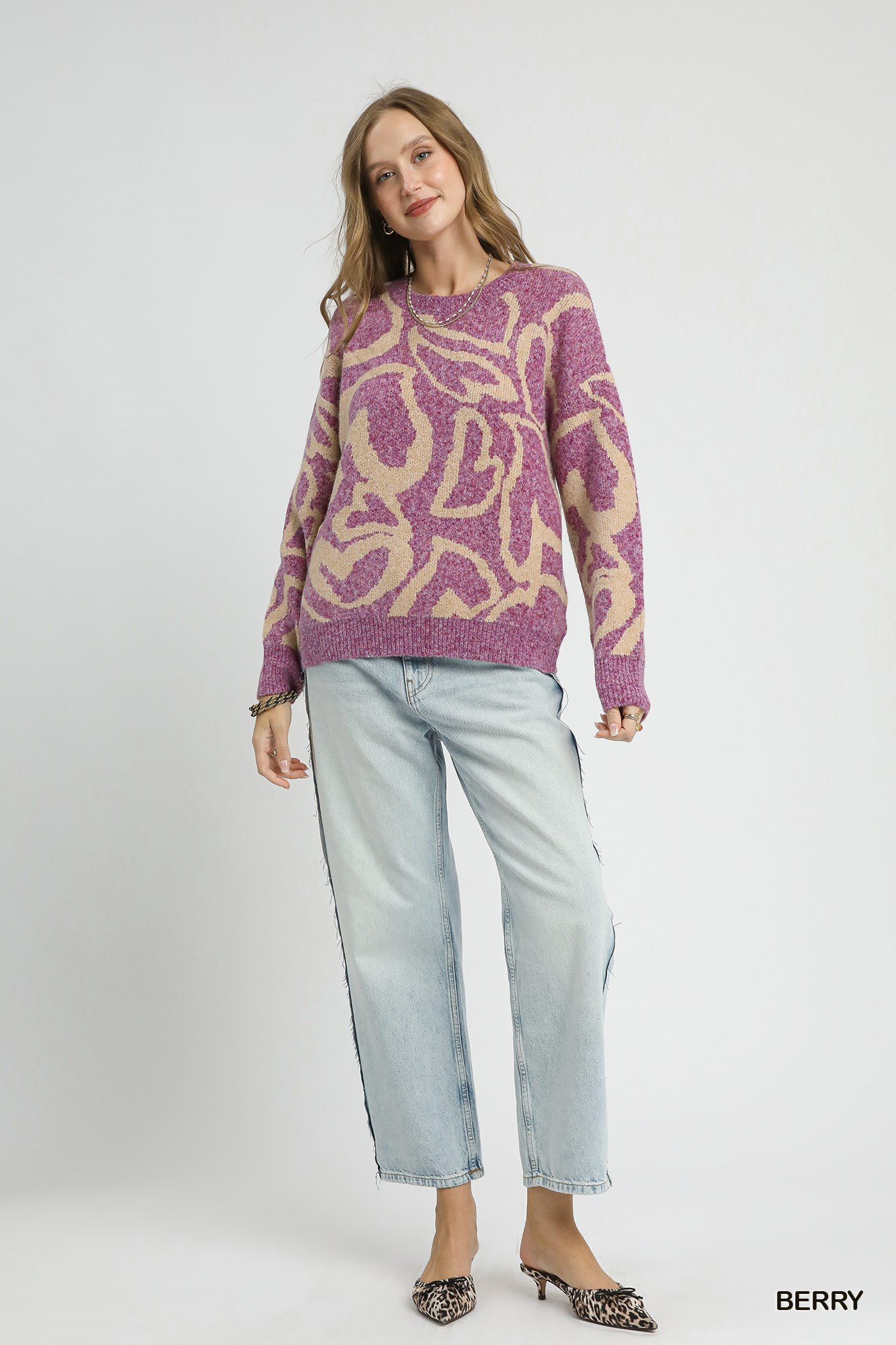 Ribbed Hem Contrast Dropped Shoulder Sweater