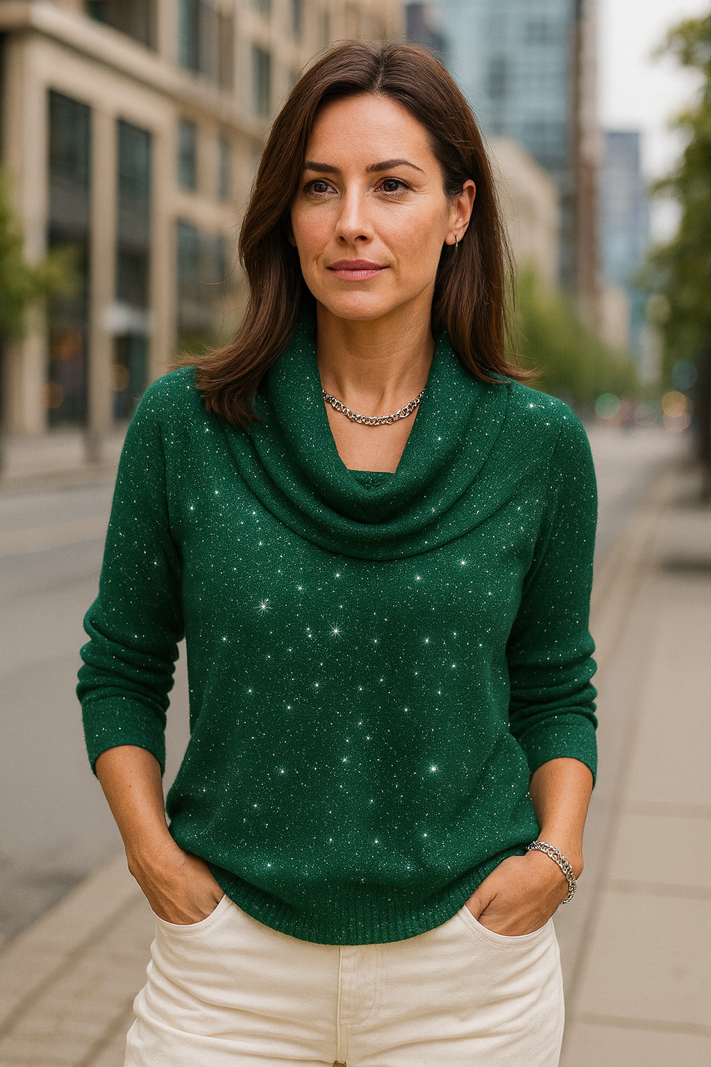 Seraphine | Luxe Emerald Knit with Soft Collar