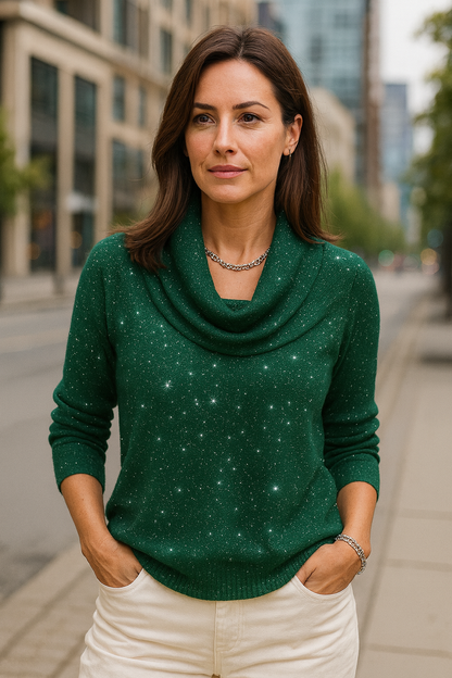Seraphine | Luxe Emerald Knit with Soft Collar