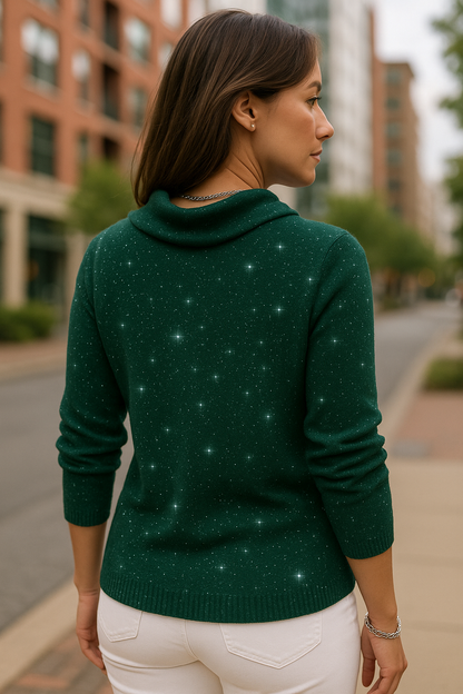 Seraphine | Luxe Emerald Knit with Soft Collar