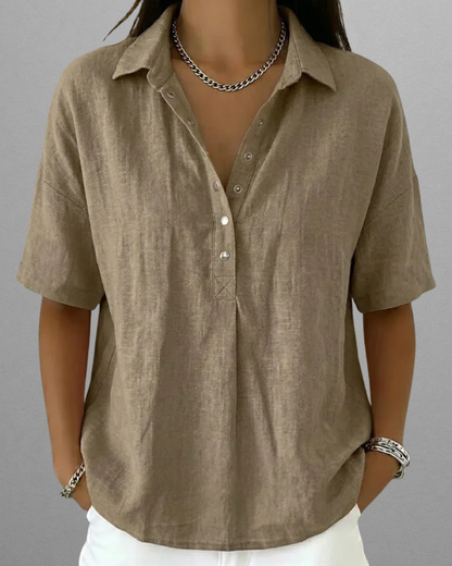 Elise – Collared Blouse with Button Detail