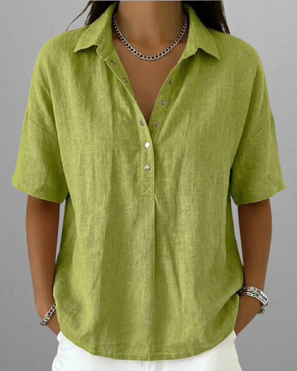 Elise – Collared Blouse with Button Detail