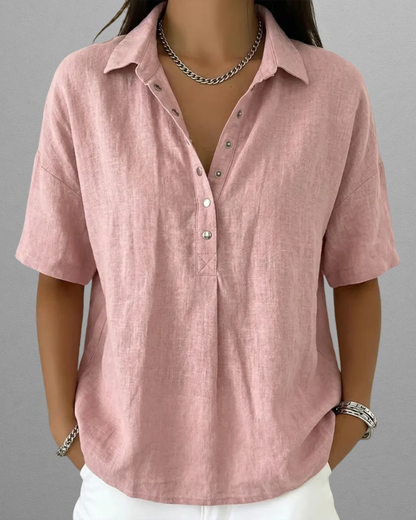 Elise – Collared Blouse with Button Detail